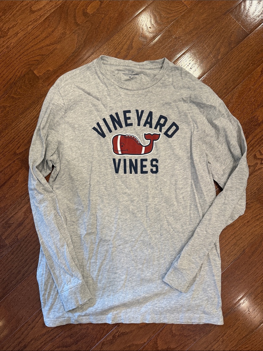 Vineyard Vines Light Heather Gray Long Sleeve Football Tee